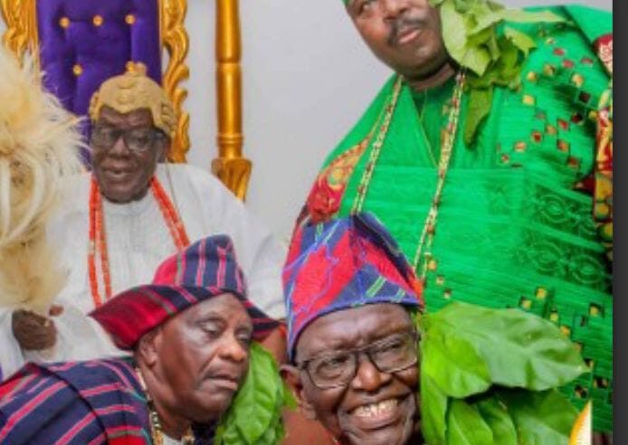 Federal Polytechnic Ayede Chairman, Barr Ademubowale Adelabu Felicitates with Senator Sarafadeen Alli on his Elevation as Ekaarun Balogun Olubadan