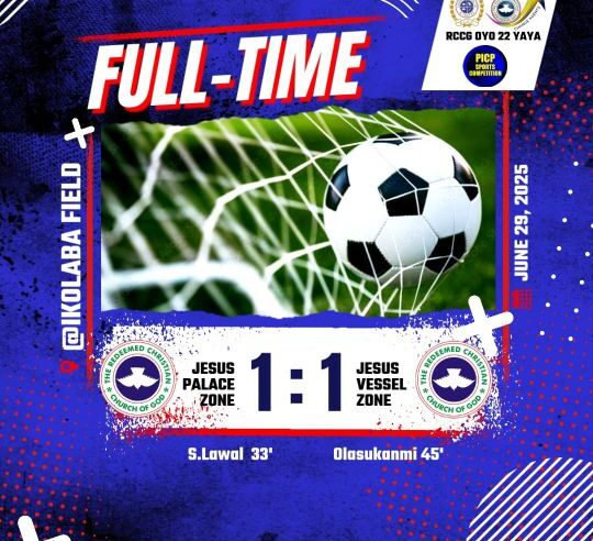 Oyo RCCG Province 22 Football Competition: Jesus Palace and Jesus Vessel Set for Return Leg After 1-1 Draw