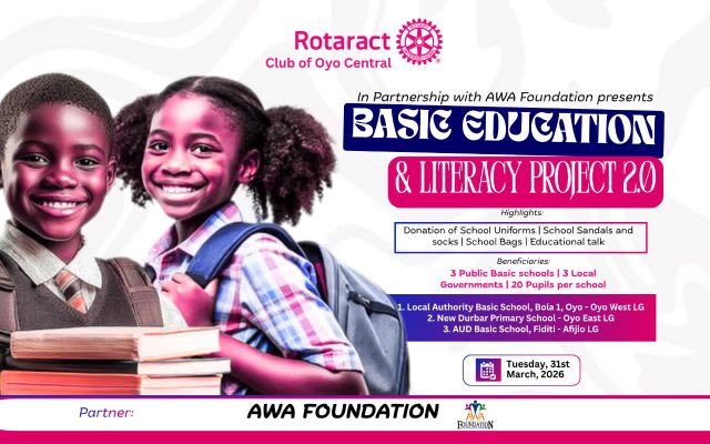 ‎AWA Foundation, Rotaract Club of Oyo Central to Distribute Learning Materials, Empower Pupils Across Three LGAs